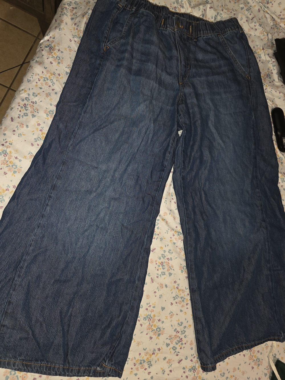Pilcro Anthropologie Wide-Leg Jeans in Dark Blue Denim